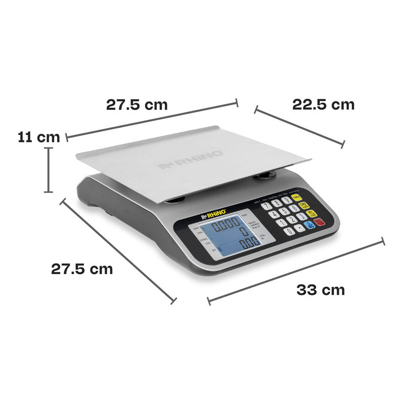Báscula Eléctrica Digital Multifuncional 30 Kg Rhino Bar-7 Color Gris