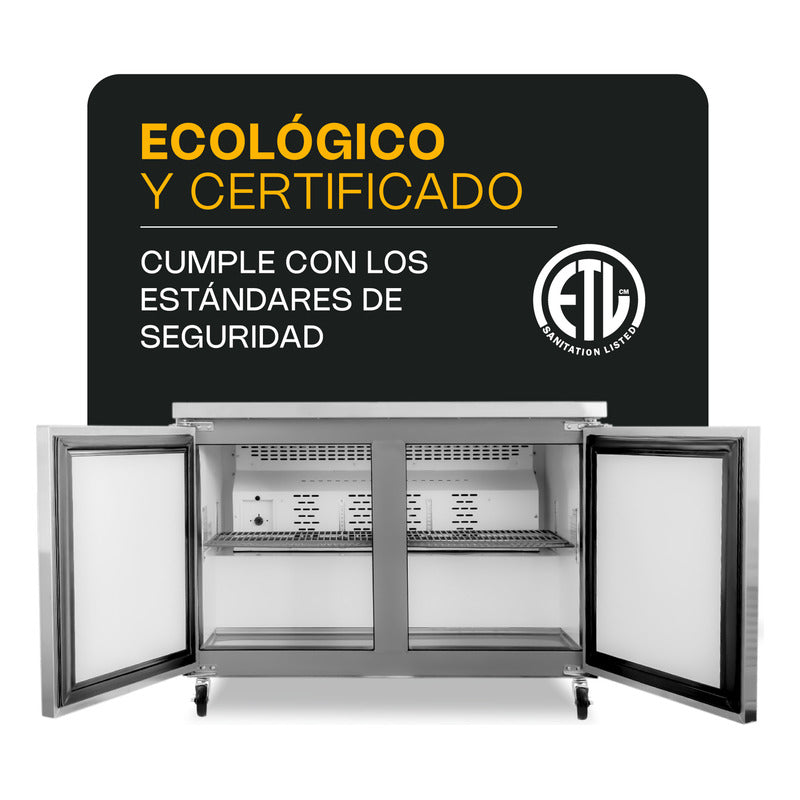 Mesa Refrigerada Bajo Barra Rhino Merbaj-48 A.inox 0°c A 4°c Gris