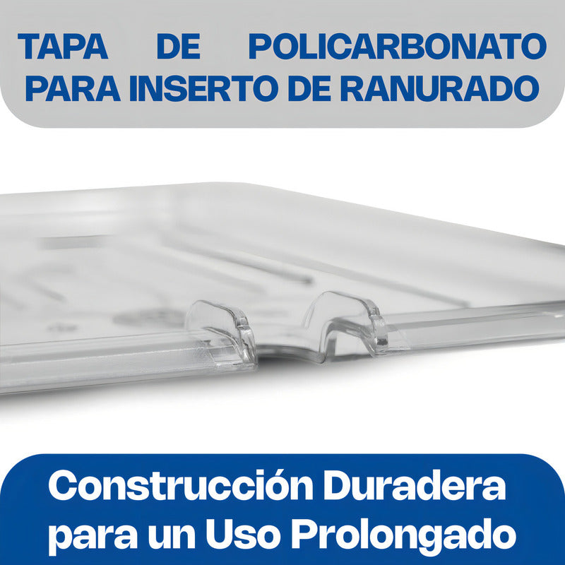 Tapa Para Inserto Ranurado Caledonia Policarbonato Rectangular 32x26cm Plateado