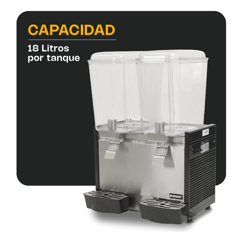 Dispensador Bebidas Frías Disbef-2t 2 Tanques De 18 Lt Rhino Negro