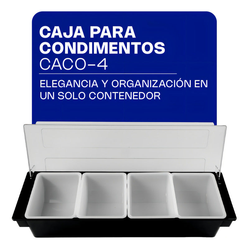 Caja Condimentos Caledonia Caco-4 Negro Mesa 4 Compartimentos Plástico