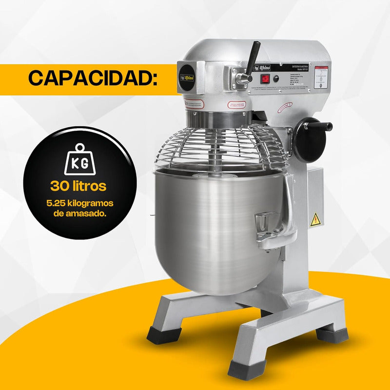 Batidora Planetaria 27 Litros Bati-30 5.25kg Amasado Rhino Color Plateado Frecuencia 60 Hz Plata