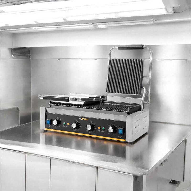 Rhino | Plancha Panini Comercial Doble Parilla | Planpa-3600 Plateado