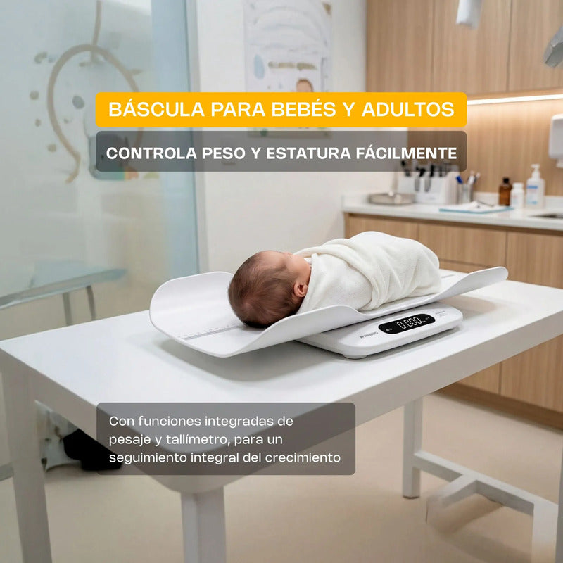 Báscula Para Bebés Y Adultos 180 Kg Rhino Babepe-180 Blanco