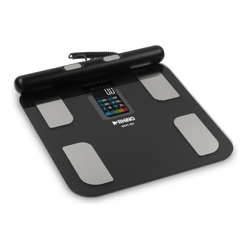Bascula Digital Corporal 8 Electrodos Rhino 180kg Con App Negro