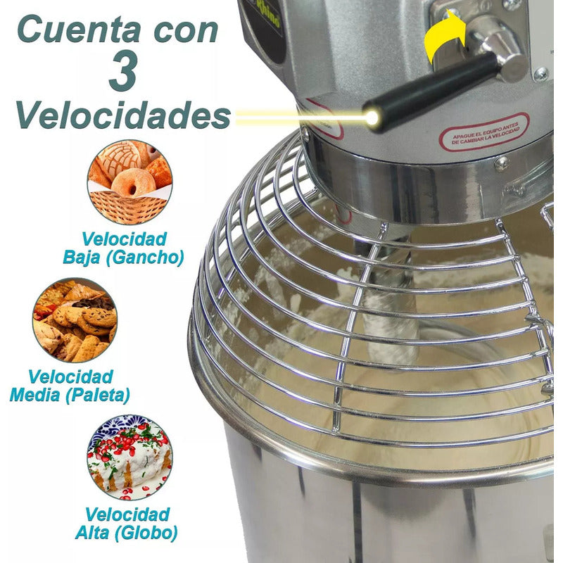 Batidora Planetaria Comercial Rhino Bati-10 Lts Amasa 1.5 Kg Gris 60 Hz