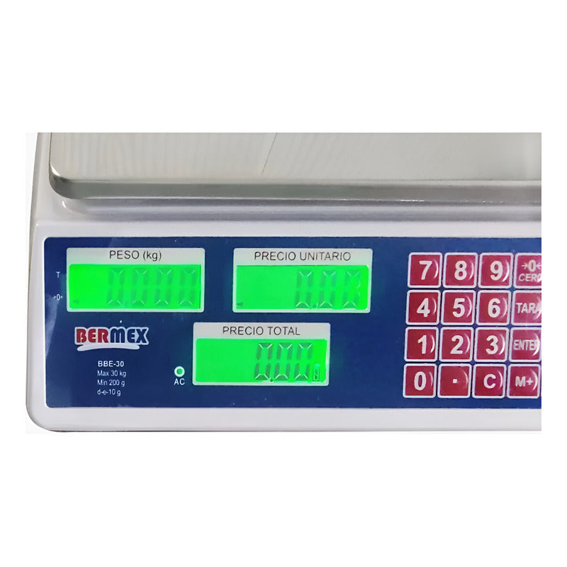 Báscula Digital Bbe30 Bermex Cobacorp 40kg Peso-precio-total Blanco