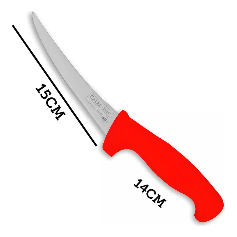Cuchillo Deshuesador 6 Pul. Curvo Caledonia Cadec-6r  Rojo
