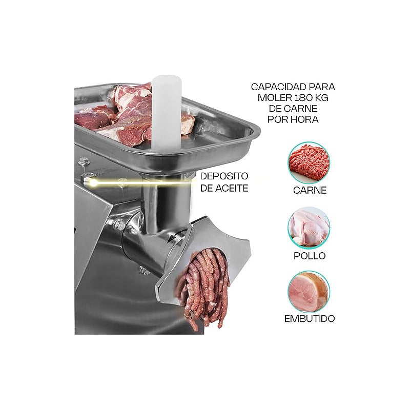 Molino Para Carne 1 Hp Marca Rhino Moca-12 Acero Inoxidable