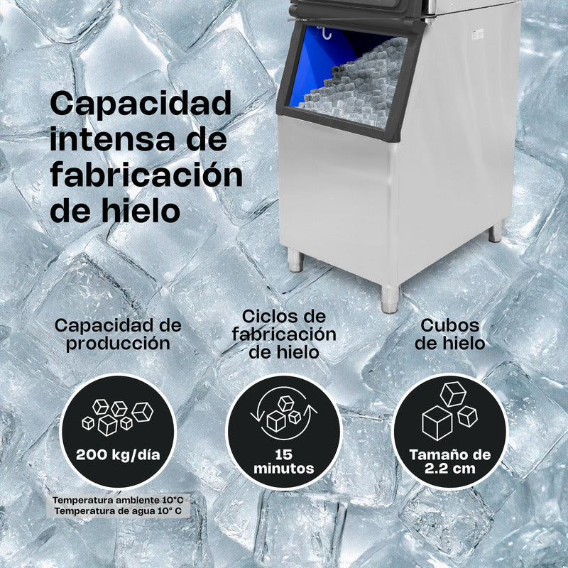 Fábrica De Hielo Rhino 200kg/día Acero Inoxidable Fahiel-200 Gris