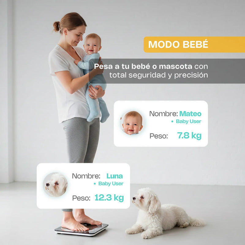 Báscula Inteligente Para Peso Corporal Babain-180ng 180 Kg Negro