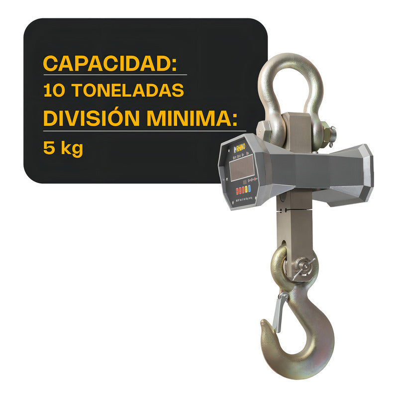 Báscula Colgante Industrial 10 Toneladas Rhino Bac10t Recarg Gris