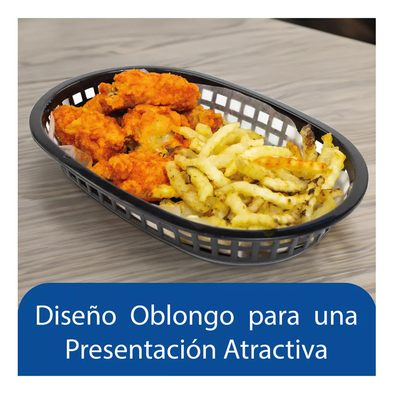 12 Canastillas Plásticas Negras Para Comida Camob-n Negro