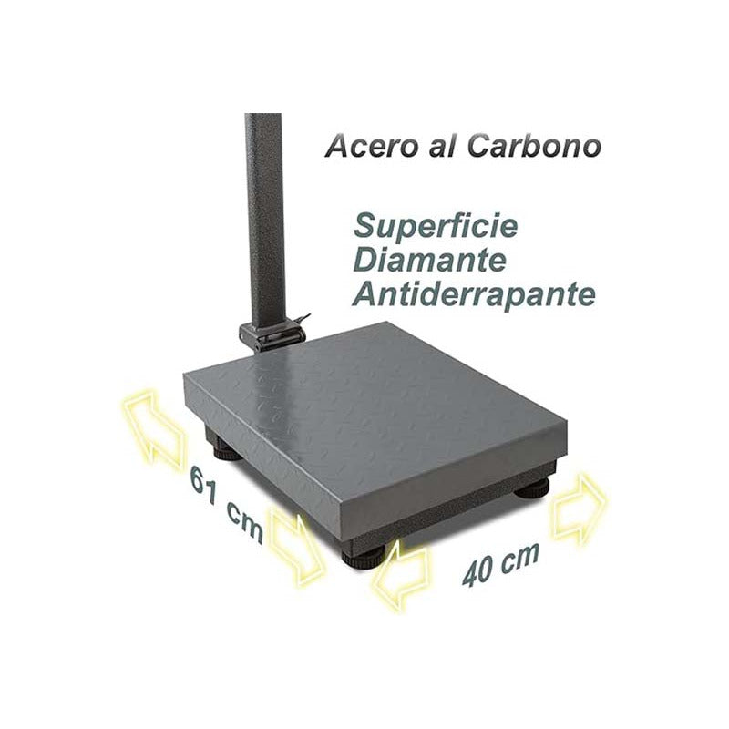Báscula Electrónica De Plataforma 200 Kg Rhino Bapca-200 Color Negro