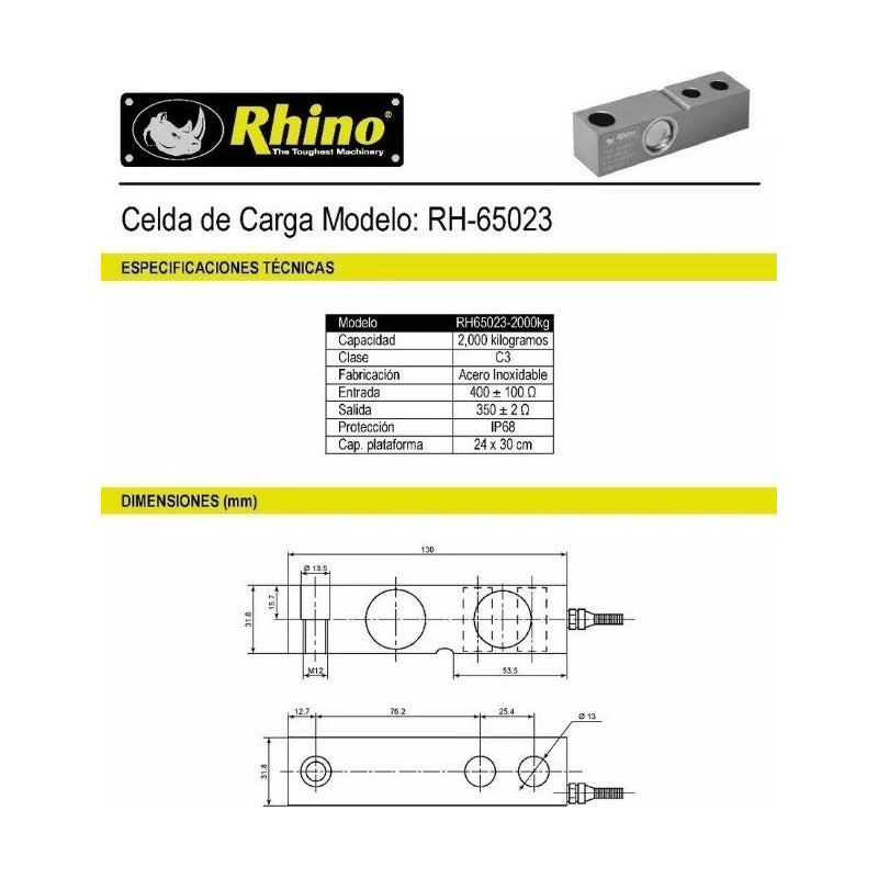 Celda De Carga Rhino Rh-65023 2,000kg B D V