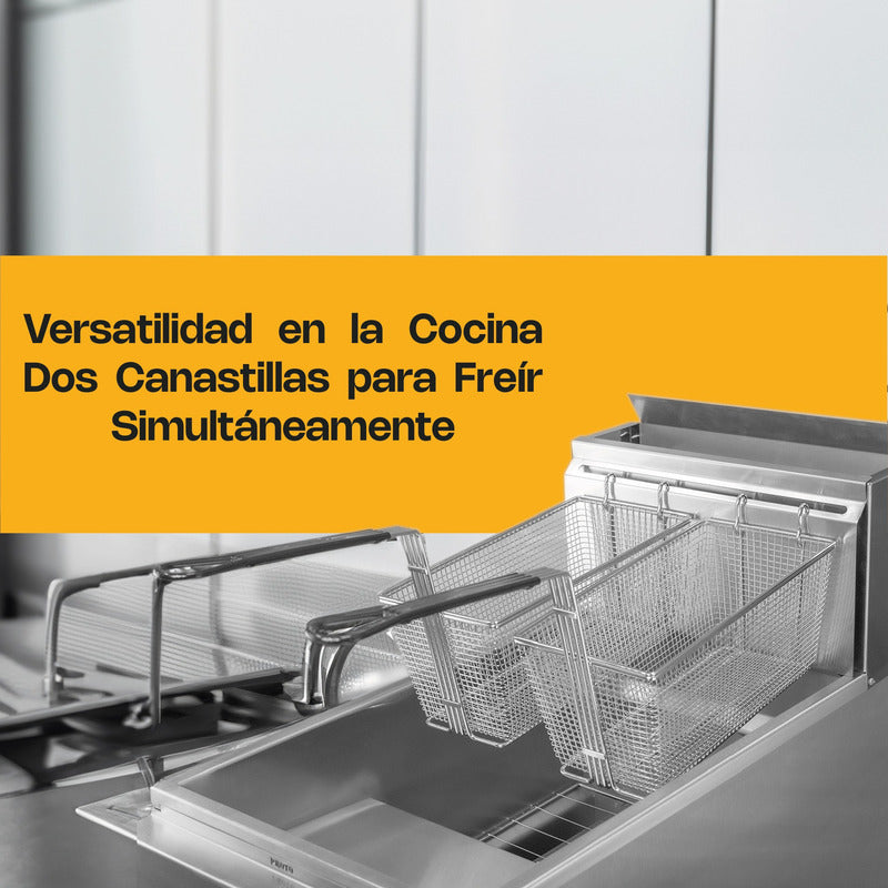 Freidora Industrial De Gas Natural Rhino® 24 Litros A. Inox Gris