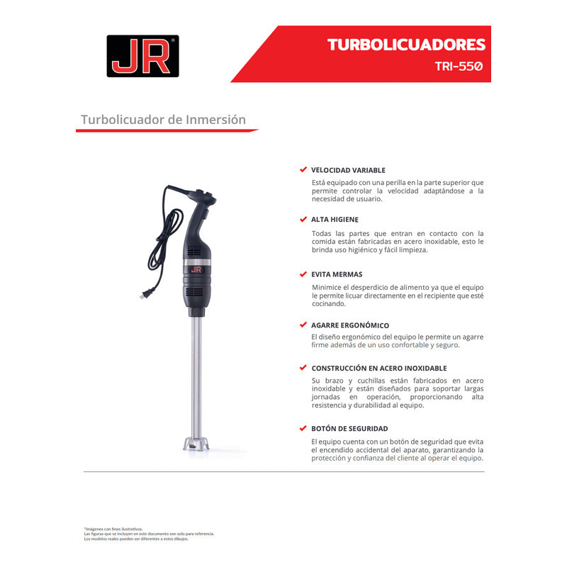 Turbo Licuadora De Inmersión Jr Tri-550 Para 120 Lts. Negro