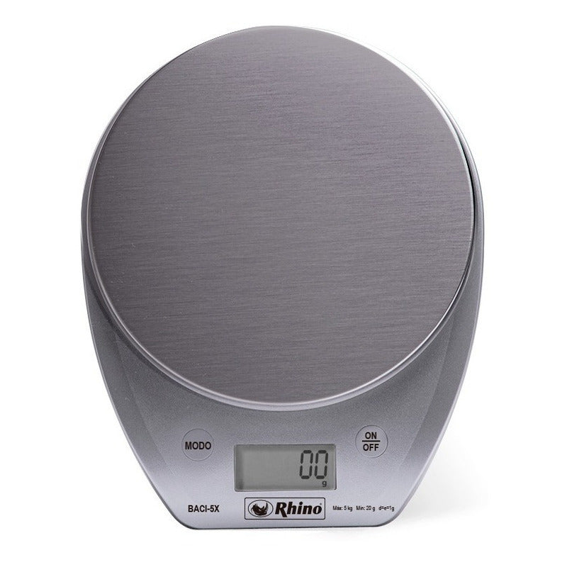 Bascula Digital Rhino De Cocina Baci5x 5kg Plato Acero Inox. Blanco 5 G 5 Kg