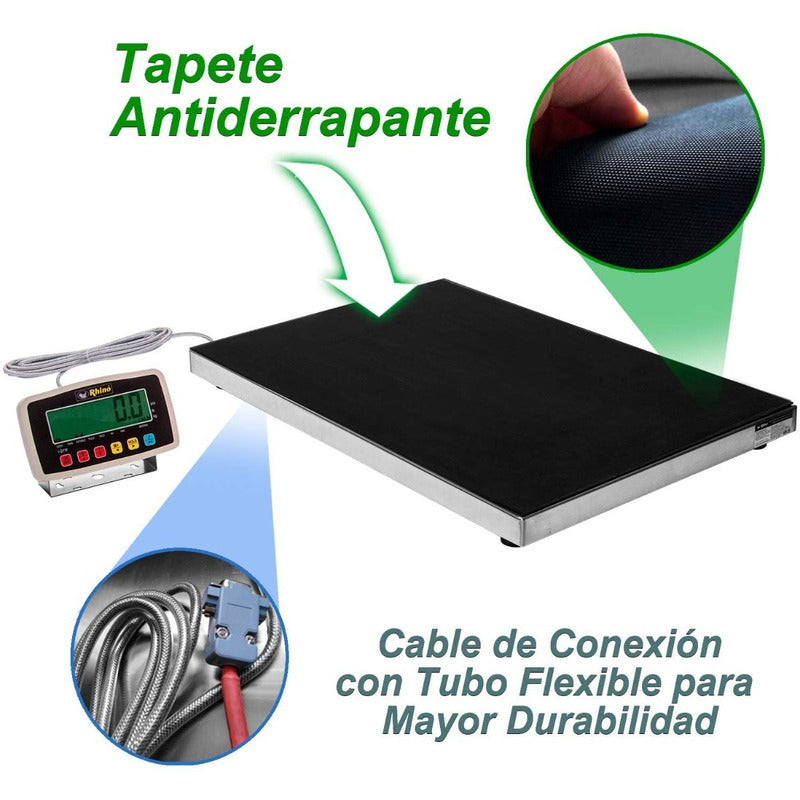 Báscula Comercial Digital Rhino 90 X 60 Cm Bavet-200 Kg