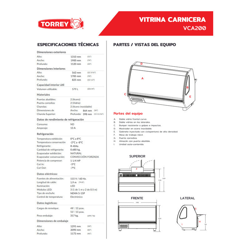 Vitrina Carnicera Torrey Vca200-n Color Negro De 2 Metros Curvo