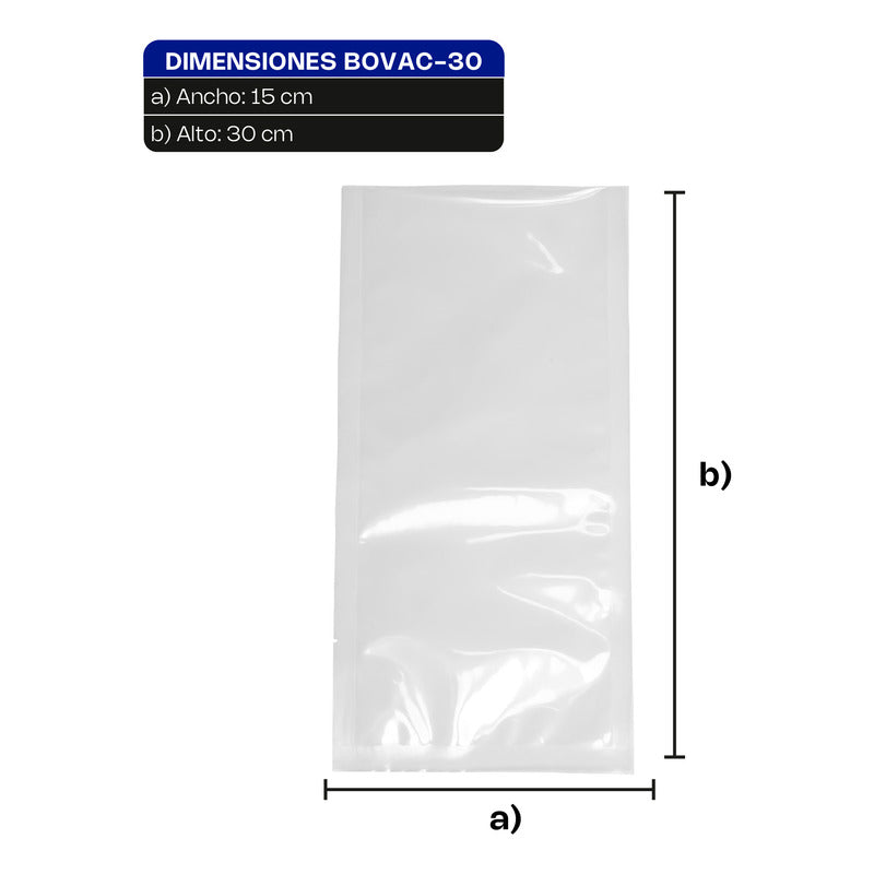 100 Bolsas Para Empaque Al Vacio 15 X 30 Cm Bovac-30 Rhino