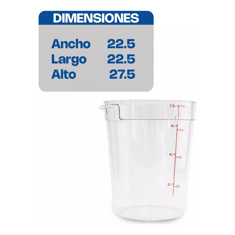 Recipiente Policarbonato Redondo 8 Qt Caledonia Repore-8