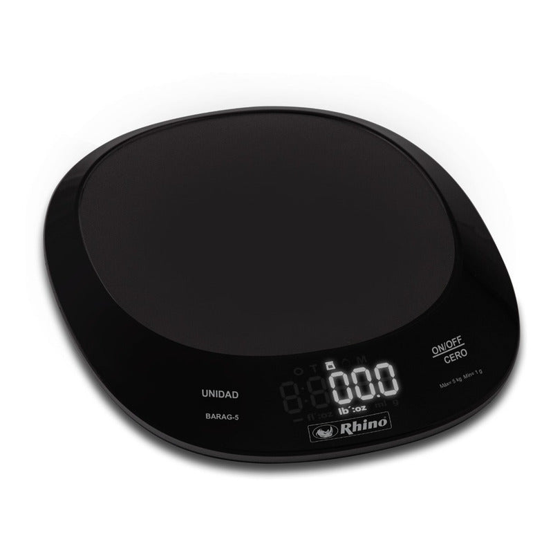 Báscula De Cocina Contra Agua 5 Kg Rhino Barag-5 Color Negro Negro