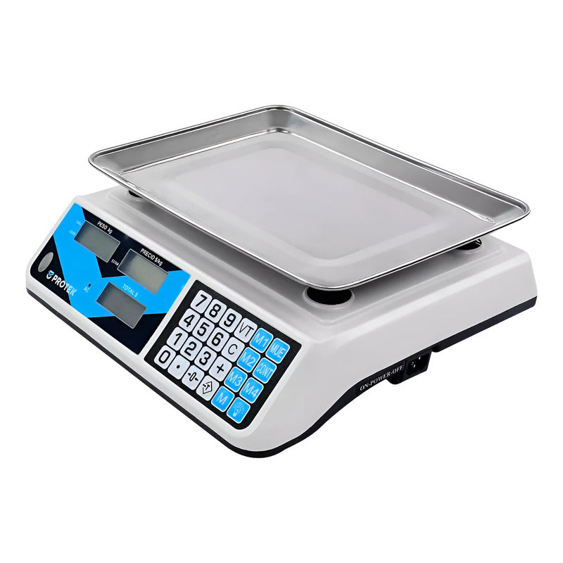 Báscula Comercial Digital Protek Bpk-40p 40 Kg 110 Vca Blanco/azul/negro