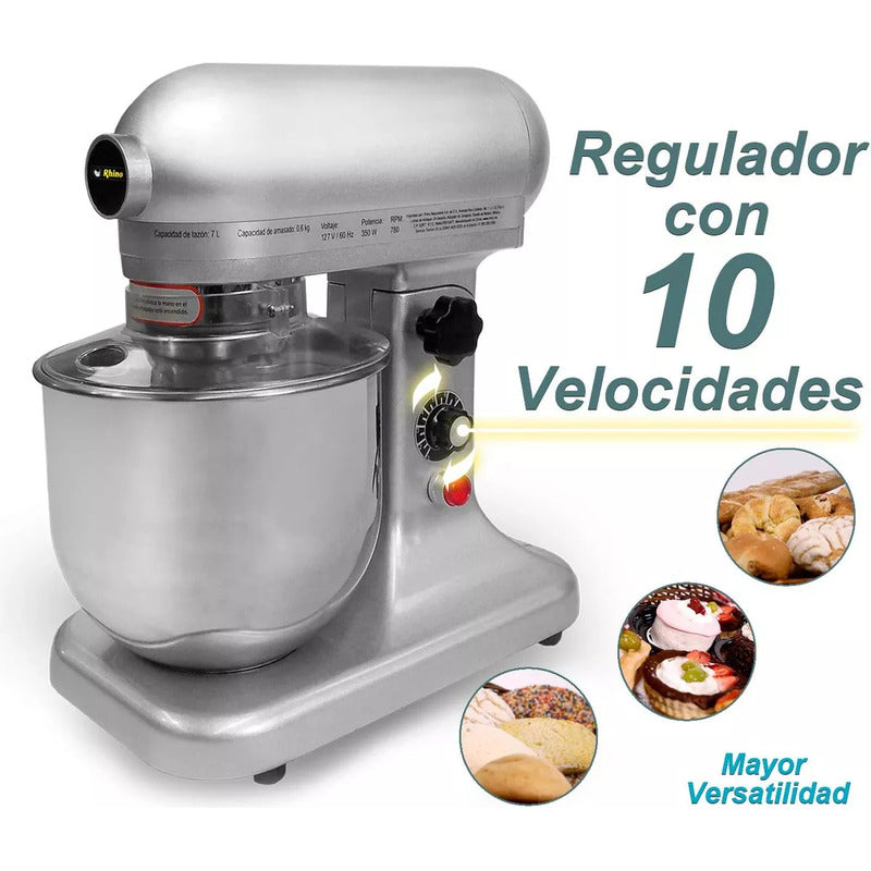 Batidora De Pedestal Industrial Rhino Bati-7 Plata  Plata 60 Hz