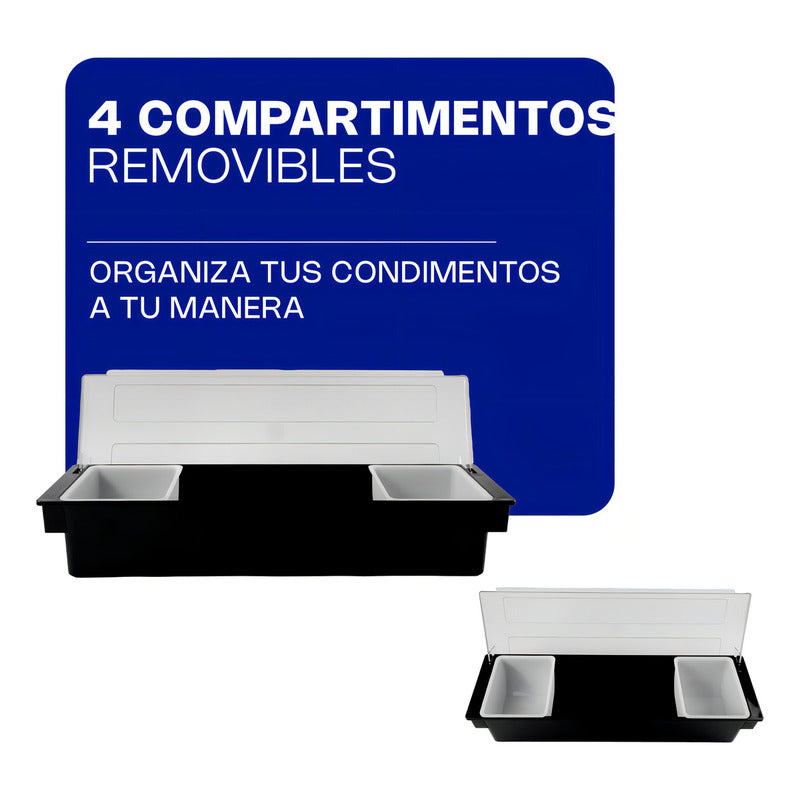 Caja Condimentos Caledonia Caco-4 Negro Mesa 4 Compartimentos Plástico