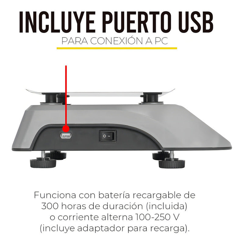 Báscula Comercial Digital Rhino Bar-6x 20kg Gris 28 Cm X 20 Cm