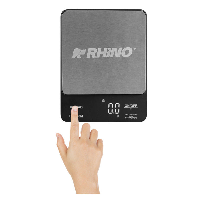 Báscula Digital De Precisión 3kg/0.1g Led Rhino Baci-3m Capacidad Máxima 5 Kg Color Negro 3 Kg
