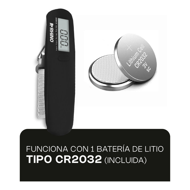 Bascula Digital Portátil Para Maleta 50kg Bama-50 Rhino Negro