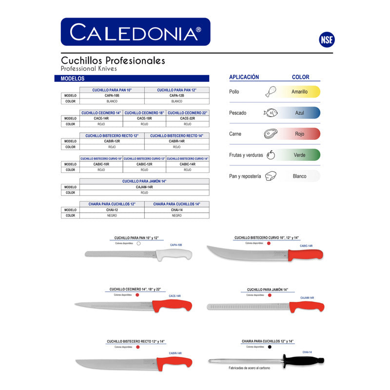 Cuchillo Deshuesador 6 Pul. Curvo Caledonia Cadec-6r  Rojo