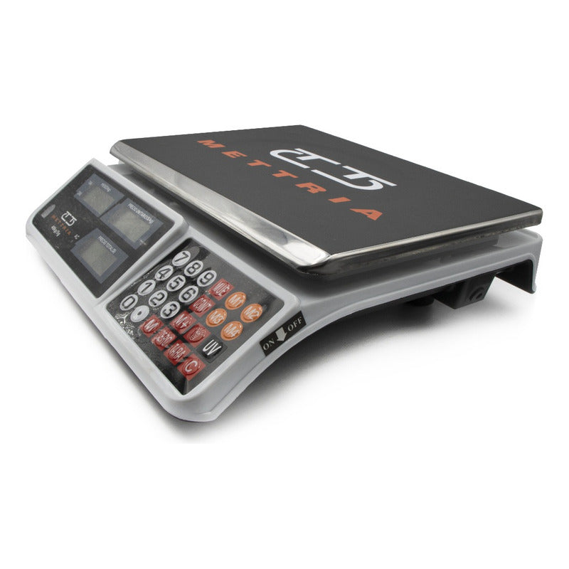 Balanza Digital Comercial Mettria Mtuv-40 40kg Lcd Acero Inoxidable