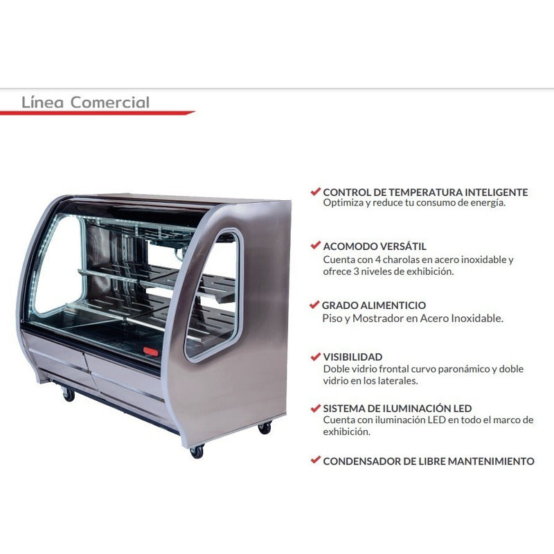 Vitrina Refrigerada Comercial Torrey Tem-150 1.5 Metros Curvo