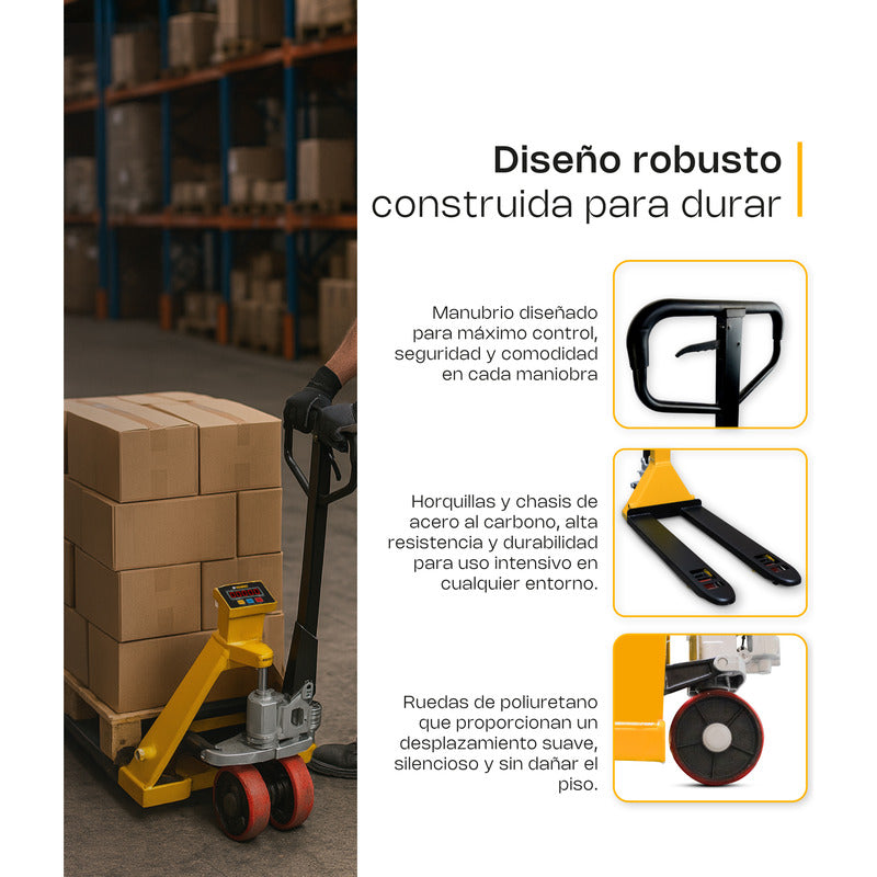 Báscula De Patín Rhino Bapat-2t 2000kg Con Control Remoto Amarillo