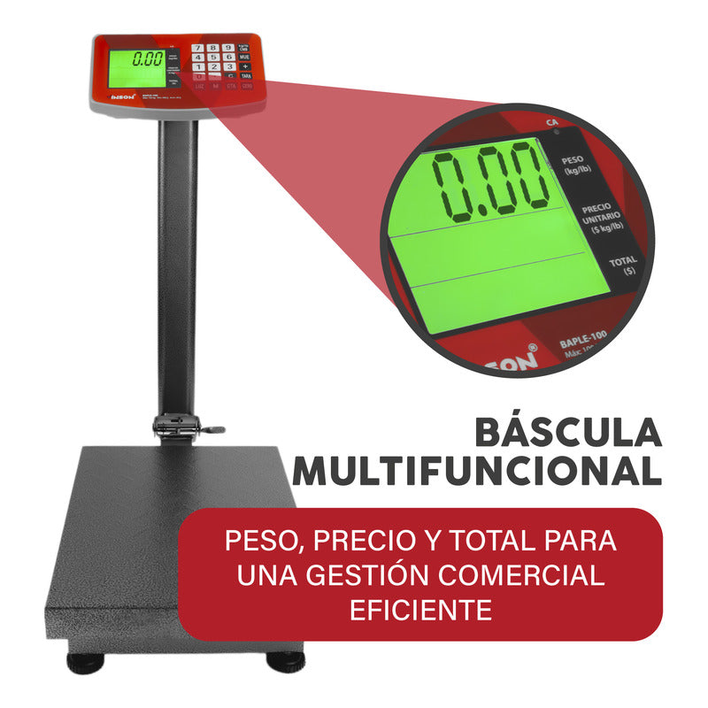 Báscula Digital Plataforma Plegable Vinson/rhino Baple100 Kg Rojo