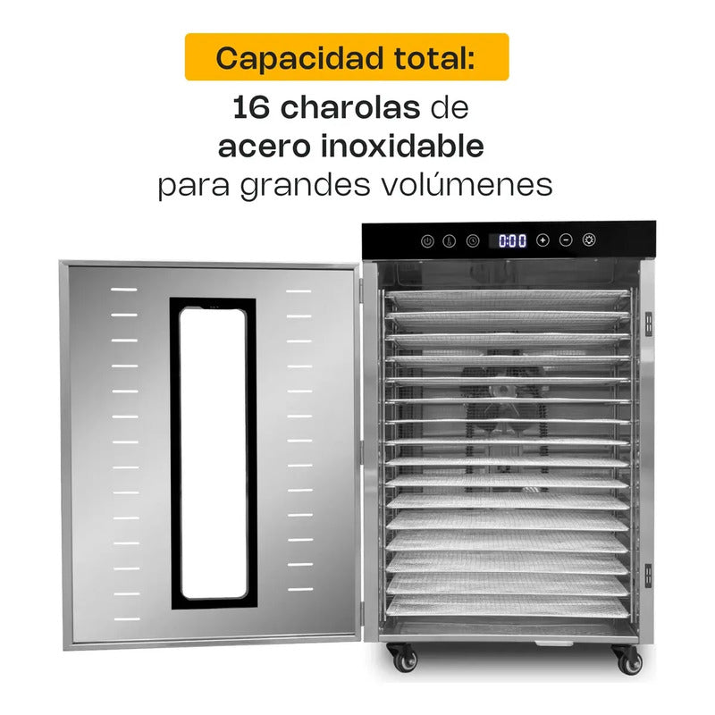 Deshidratador De Alimentos Rhino Desali-16 Bandejas 1350w Gris