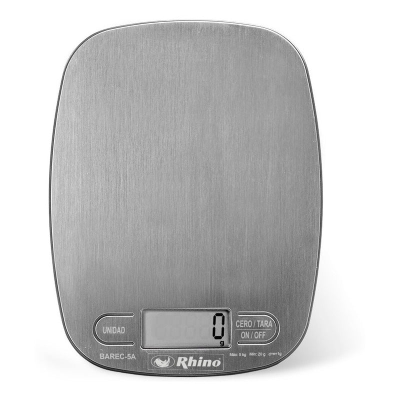 Bascula Digital De Cocina Rhino Gramera Barec-5a 5kg/1g Gris 5 Kg