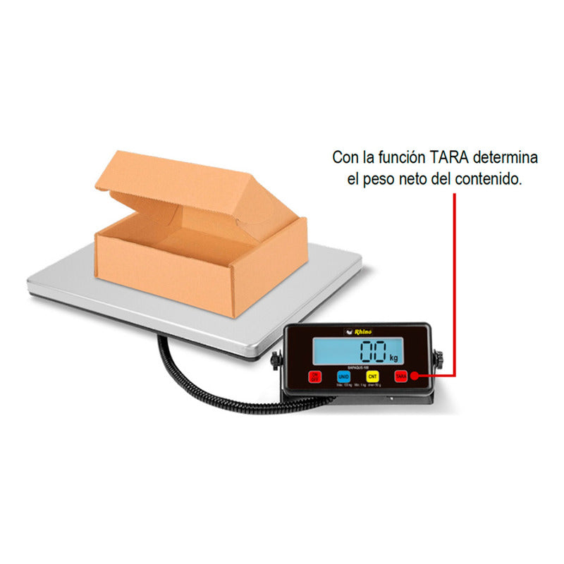 Báscula Para Paquetería Rhino Bapaque-100 Kg C/indicador Negro