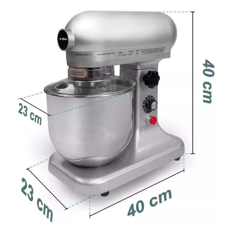 Batidora De Pedestal Industrial Rhino Bati-7 Plata  Plata 60 Hz