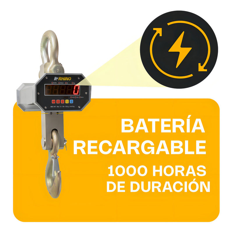 Báscula Colgante Industrial 10 Toneladas Rhino Bac10t Recarg Gris