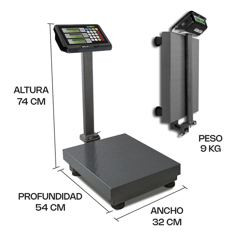 Báscula Comercial Digital Rhino Bapca 100kg 42 cm X 32 cm Gris