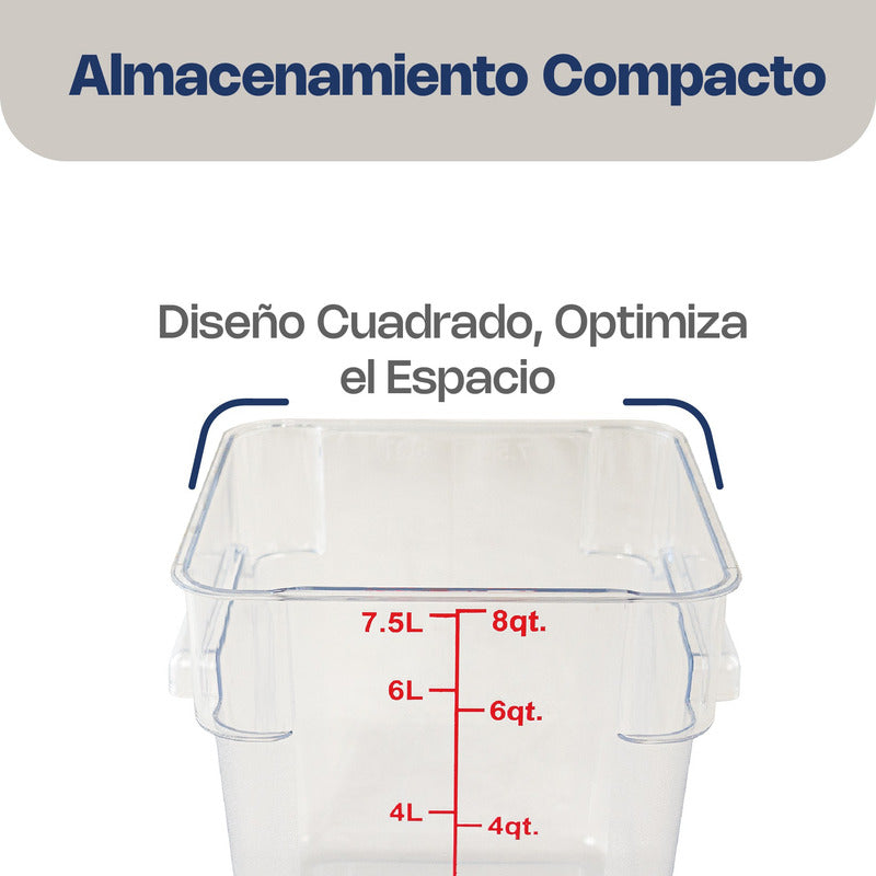 Recipiente Policarbonato Cuadrado 8 Qt Caledonia Repocu-8
