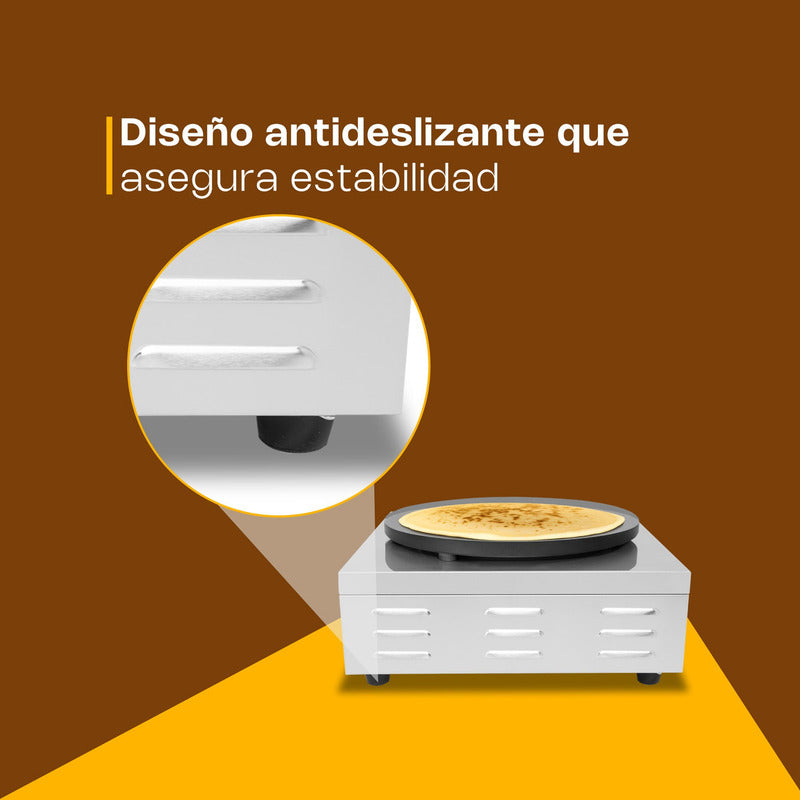 Crepera Eléctrica Rhino 2000w Con Teflón Antiadherente 40cm Gris
