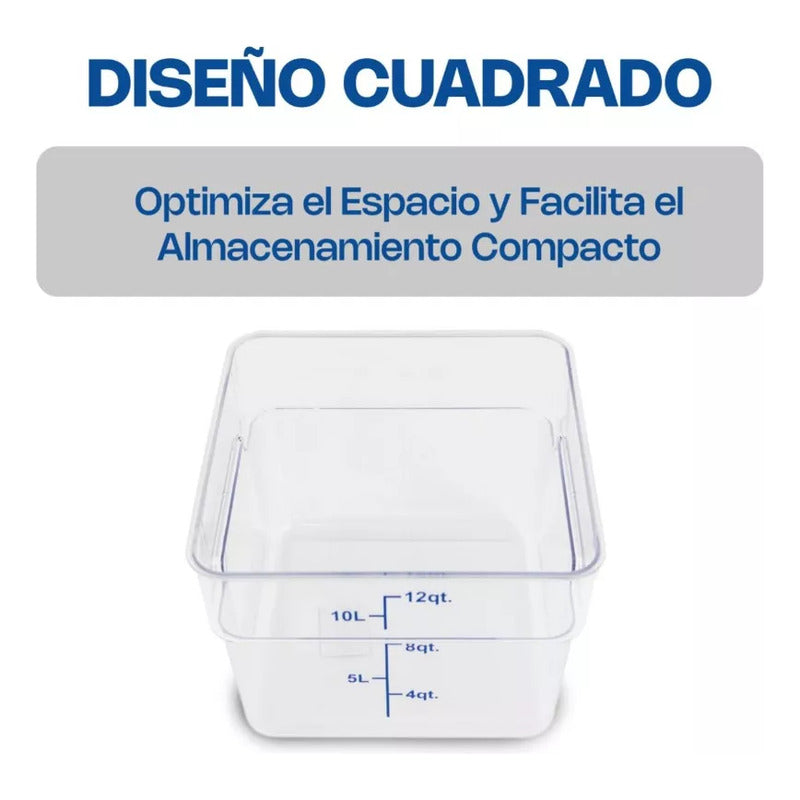 Recipiente Policarbonato Cuadrado 12qt Caledonia Repocu-12