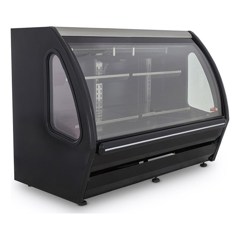 Vitrina Exhibidora Torrey Color Negro De 1.5m Reyfri Drd-5n Curvo