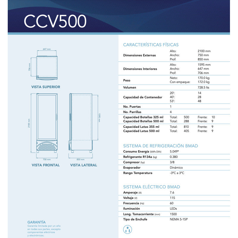 Refrigerador Cervecero Imbera Ccv500 25 Pies 1 Puerta Reyfri Negro