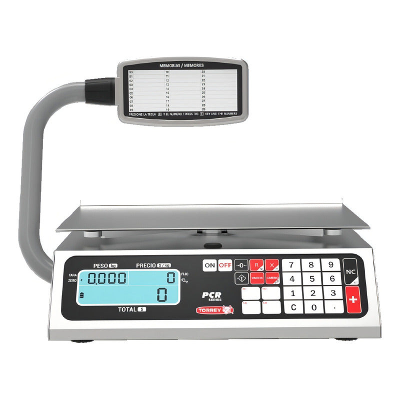 Báscula Comercial Digital Torrey Pcr 40kg Con Mástil 35.68 Cm X 29.08 Cm